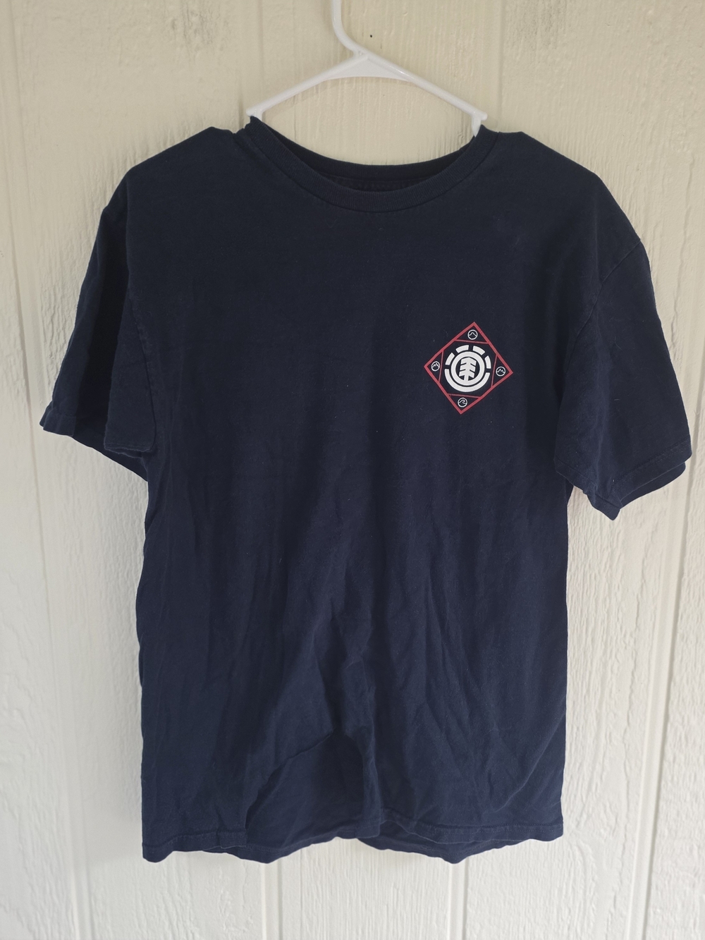 Men's Element Navy Short Sleeve Tee with Red and White Chest Patch, Size Medium